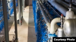 Some of the 2,000 pressure vessels housing more than 16,000 reverse osmosis membranes at the Carlsbad Desalination Plant in Carlsbad, Calif. Salt and other minerals are separated from the water with high pressure, making it fit for consumption.