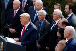 President Donald Trump speaks during a news conference on the coronavirus, in the Rose Garden at the White House, March 13, 2020, in Washington.