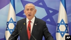 Perdana Menteri Israel Benjamin Netanyahu berbicara dalam konferensi pers di Yerusalem, 9 Desember 2024. (Foto: AP)