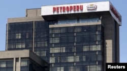 FILE - The office building of Petroleos del Peru (Petroperu), a state company dedicated to the refining, distribution and marketing of fuels, is seen at the district of San Isidro in Lima, April 7, 2015.