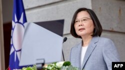 FILE - President Tsai Ing-wen speaks at the Taipei Guest House, in Taipei, Taiwan, May 20, 2020. (Taiwan presidential office photo)