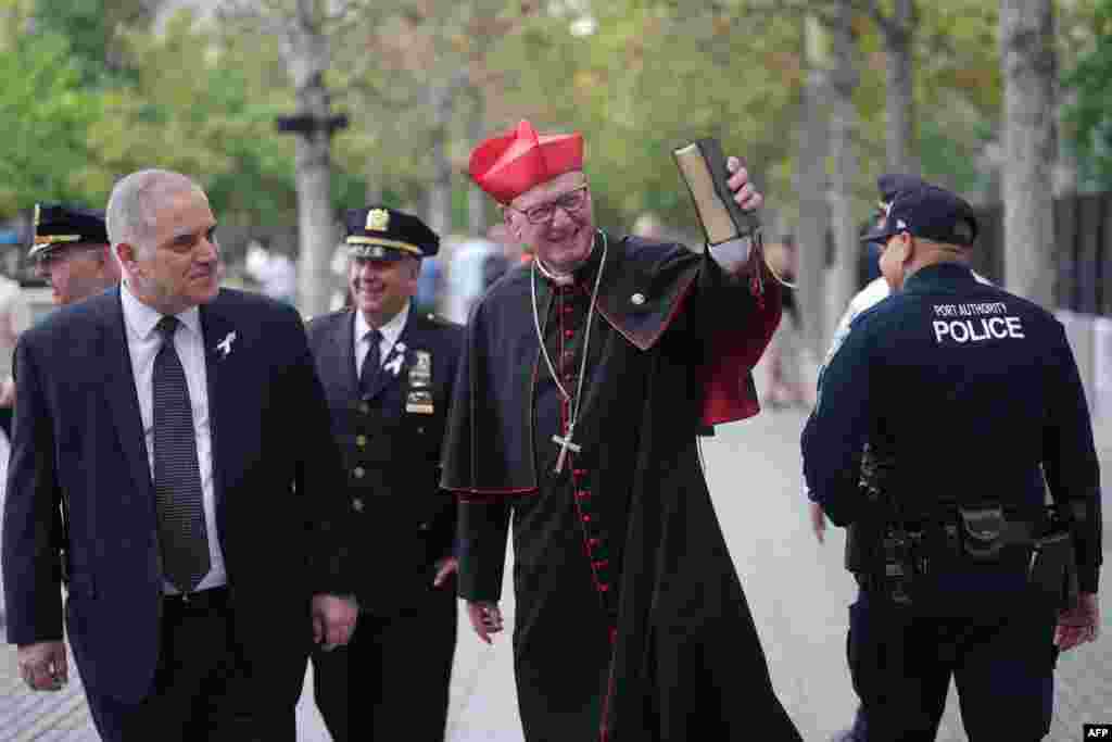 Archbishop of New York Ronald Hicks arrives ahead of the the 25th anniversary commemoration of the September 11, 2001 attacks at the National September 11 Memorial in New York on September 11, 2026.