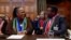 FILE - South African Foreign Minister Naledi Pandor and South African Ambassador to the Netherlands Vusimuzi Madonsela speak on the day the International Court of Justice rule on emergency measures against Israel, in The Hague, Netherlands, January 26, 2024.