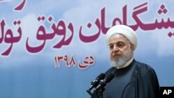 លោក​ប្រធានាធិបតី​អ៊ីរ៉ង់ Hassan Rouhani ថ្លែង​នៅ​ក្នុង​កិច្ចប្រជុំ​មួយ​នៅ​ក្នុង​ក្រុង​តេហេរ៉ង់ កាលពី​ថ្ងៃទី១៤ ខែមករា​ ឆ្នាំ២០២០។