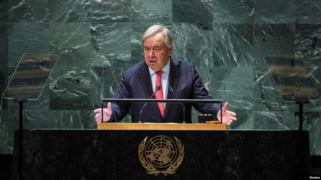 El secretario general de la ONU, António Guterres, durante el discurso de apertura de la 78ª Asamblea General en Nueva York, el 19 de septiembre de 2023.