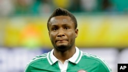 John Obi Mikel lors d'un match amical entre le Nigeria et l'Uruguay, Brésil, le 20 juin 2013. (AP Photo/Antonio Calanni)