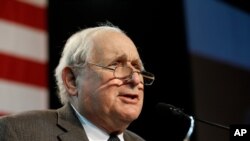 Sen. Carl Levin, seen during an election night rally in Detroit, Nov. 4, 2014, earned a reputation as a fighter against corporate greed and corruption as well as well as an opponent of war, particularly U.S. involvement in Iraq and Afghanistan.