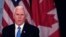 U.S. Vice President Mike Pence speaks during a bilateral meeting with Canada's Prime Minister Justin Trudeau, at the Summit of the Americas in Lima, Peru, April 14, 2018.