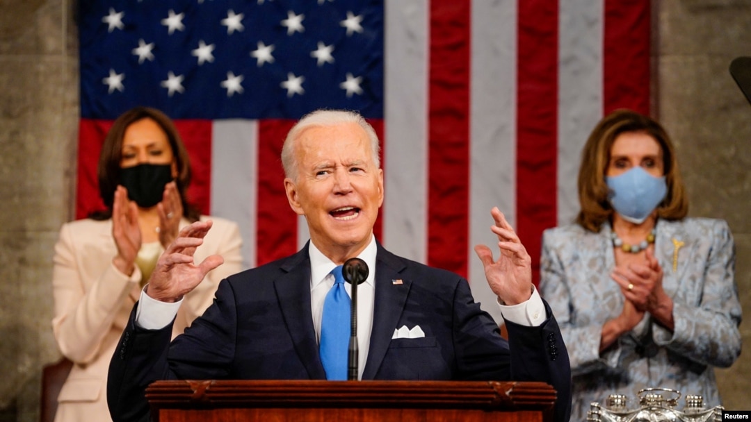 Pidato pertama Presiden AS Joe Biden kepada Kongres di Washington, AS, 28 April 2021. (Foto: Melina Mara via REUTERS)