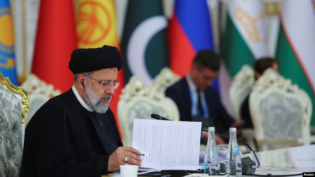 FILE - Iranian President Ebrahim Raisi attends the Shanghai Cooperation Organization (SCO) summit in Dushanbe, Tajikistan, Sept. 17, 2021. 