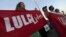 Supporters of Brazil's former President Luiz Inacio Lula da Silva, display banners saying "Free Lula" in Portuguese during a protest in front of the Superior Electoral Court, Brasilia, Aug. 31, 2018.