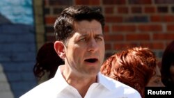 Speaker of the House Paul Ryan talks to reporters during an event to discuss the Republican Party's anti-poverty plan in Washington, D.C., June 7, 2016.