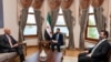 U.S. Ambassador to Turkey and special envoy to Syria Tom Barrack, from left, met with Syrian President Ahmed al-Sharaa and Foreign Minister Assad al-Shaibani in Istanbul. 