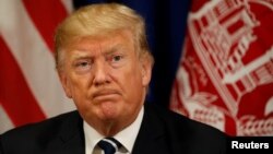 U.S. President Donald Trump looks on during his meeting with Afghan President Ashraf Ghani during the U.N. General Assembly in New York, Sept. 21, 2017. 