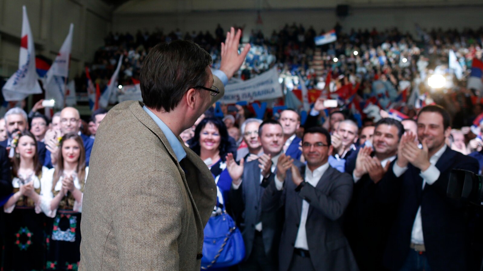 Premijer Srbije Aleksandar Vučić na predizbornom mitingu u Požarevcu, 14. aprila 2016.