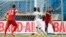 United States' John Brooks right, celebrates after scoring his side's second goal during the group G World Cup soccer match between Ghana and the United States at the Arena das Dunas in Natal, Brazil, June 16, 2014.