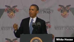 President Barack Obama delivers a speech at West Point Military Academy, May 28, 2014.