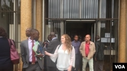 Martha O'Donovan leaving Harare Magistrates Court after her subversion charges had been dropped from the court roll, Harare, Thursday, Jan. 4, 2018. (S. Mhofu/VOA)