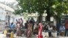 Manifestation des anciens travailleurs de la poste du Congo-Brazzaville, février 2020. (Arsène Séverin /VOA)