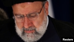 FILE - Iranian President Ebrahim Raisi attends a press conference in New York City, Sept. 20, 2023. Raisi, once a potential successor to Supreme Leader Ayatollah Ali Khamenei, was killed in a helicopter crash in May near the Azerbaijan border.