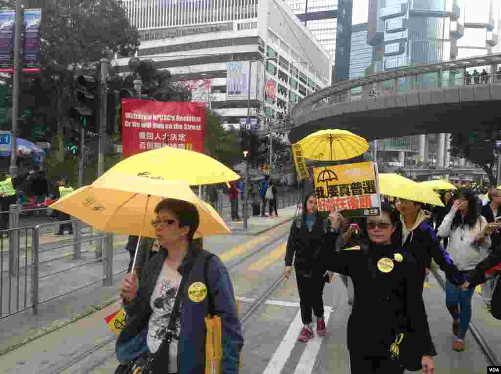 数万港人参与民阵争取真普选大游行（美国之音海彦拍摄）