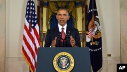 Presiden Barack Obama saat menyampaikan pidato di Gedung Putih, Washington DC (Foto: dok).