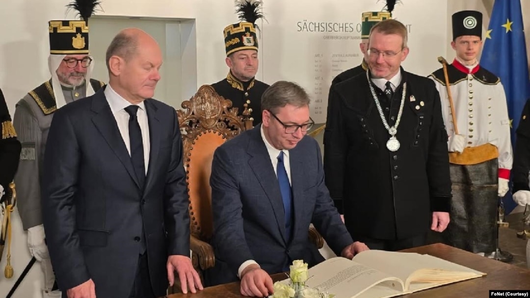 Susret kancelara Nemačke Olafa Šolca i predsednika Srbije Aleksandra Vučića u Frajbergu (Foto: FoNet/Instagram)