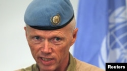 Norwegian Major General Robert Mood, chief of the United Nations Supervision Mission in Syria (UNSMIS), speaks during a news conference in Damascus July 5, 2012. 