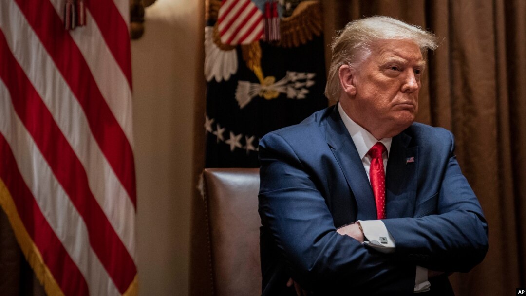 Presiden Donald Trump dalam sebuah rapat di Gedung Putih, Washington, 9 Juli 2020. 