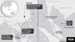 Malaysia missing plane map in Indonesian