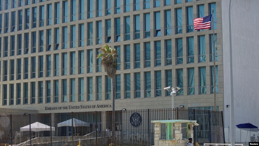 FILE - A view of the U.S. Embassy in Havana, Cuba, on Sept. 18, 2017.