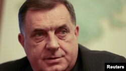 FILE PHOTO: Bosnian Serb leader Milorad Dodik speaks during an interview in his office in Banja Luka, Bosnia