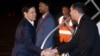 U.S. Secretary of State Marco Rubio greets members of the crew as he boards a military airplane prior to departure from Homestead Air Reserve Base in Homestead, Florida, March 9, 2025, as he travels to Saudi Arabia and Canada. (Saul Loeb/Pool via Reuters)