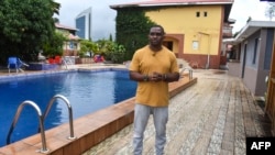 Eric Moussambani lors d'un entretien au CHN Flat-Hotel de Malabo, le 12 septembre 2020.