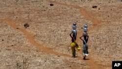 FILE - Indian women walk home after collecting drinking water from a well at Mengal Pada in Thane district in Maharashtra state, May 4, 2016.