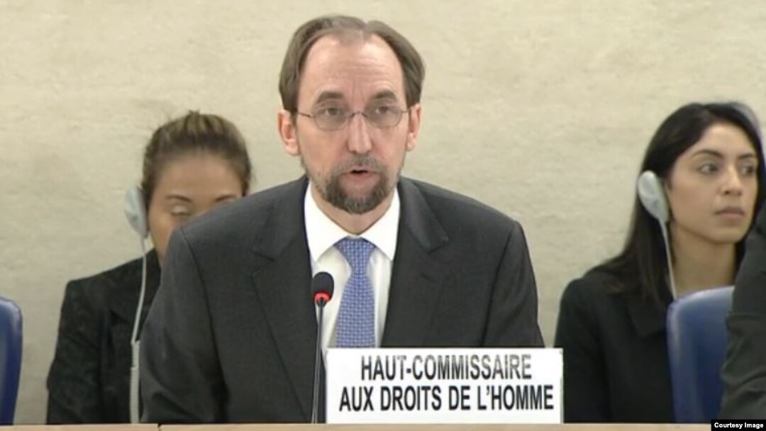 Komisioner Tinggi PBB untuk Urusan HAM Zeid Ra’ad al-Hussein berbicara di Jenewa, Swiss. 