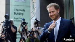 FILE - Britain's Prince Harry departs the Rolls Building of the High Court in London on June 7, 2023, after testifying in court about his phone hacking lawsuit against Mirror Group Newspapers. He won the lawsuit on Dec. 15, 2023.