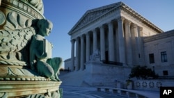 In this Oct. 5, 2020, photo the Supreme Court in Washington. Tech giants Google and Oracle are clashing at the Supreme Court in a copyright dispute worth billions and important to the future of software development. (AP Photo/J. Scott Applewhite)