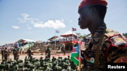 A Sudan People's Liberation Army (SPLA) soldier a military parade in Juba, on May 16, 2012. (Reuters) 