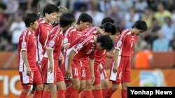 북한 여자 축구 월드컵 대표 선수들(자료사진)