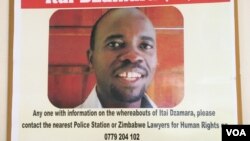 Posters of missing activist Itai Dzamara. Some civic organizations in Zimbabwe have offered $2000 for information leading to Dzamara's whereabouts. (Sebastian Mhofu/VOA)