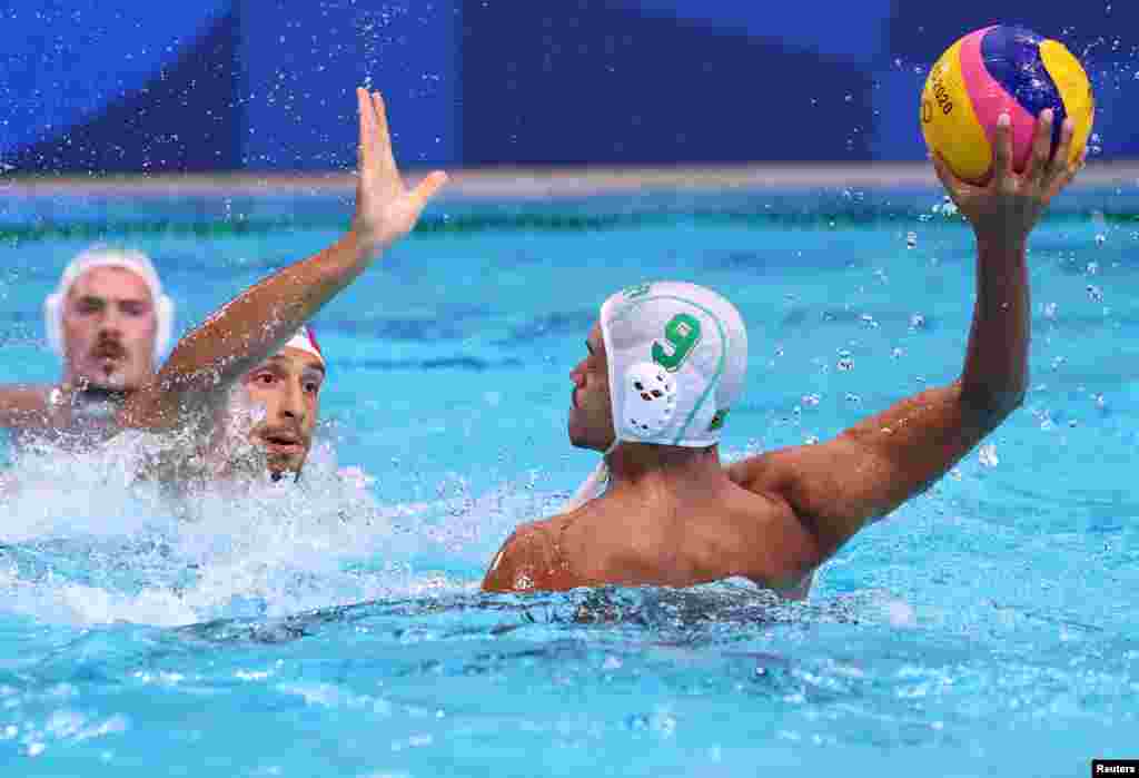 &nbsp;Tatsumi Water Polo Centre, Tokyo, Japan - July 25, 2021. Yaseen Margro of South Africa in action. REUTERS/Kacper Pempel