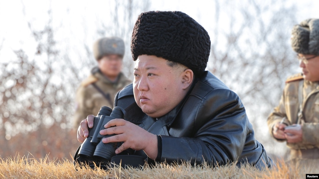 North Korean leader Kim Jong Un supervises what state media KCNA says is a test launch of a missile over the sea off the west coast of the Korean peninsula, Feb. 26, 2025, in this photo released by North Korea's official Korean Central News Agency.