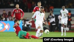 Lors du match Maroc-Mauritanie, remporté 4-0 par l'équipe marocaine, le 13 janvier 2018.