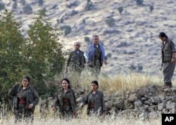 Members of the Kurdistan Workers' Party, or PKK, are seen in the Kandil mountain range, Iraq (File Photo - August 13, 2011)
