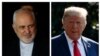 In the combination photo, Iran's Foreign Minister Mohammad Javad Zarif, left, arrives in Santa Cruz, Bolivia, July 23, 2019; President Donald Trump walks across the South Lawn of the White House, July 30, 2019.