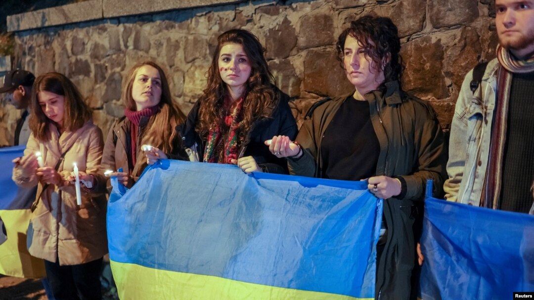 Протестная акция в Киеве против иранских поставок беспилотников в Россию