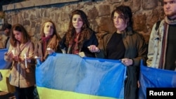 Протестная акция в Киеве против иранских поставок беспилотников в Россию 
