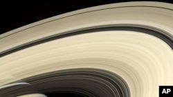 FILE - This April 25, 2007 image made available by NASA shows a part of the rings of the planet Saturn, as seen from the Cassini spacecraft. (NASA/JPL-Caltech/Space Science Institute via AP)