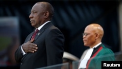 Cyril Ramaphosa toma juramento como presidente de Sudáfrica en el estadio Loftus Versfeld en Pretoria. Mayo 25 de 2019. Foto Reuters.